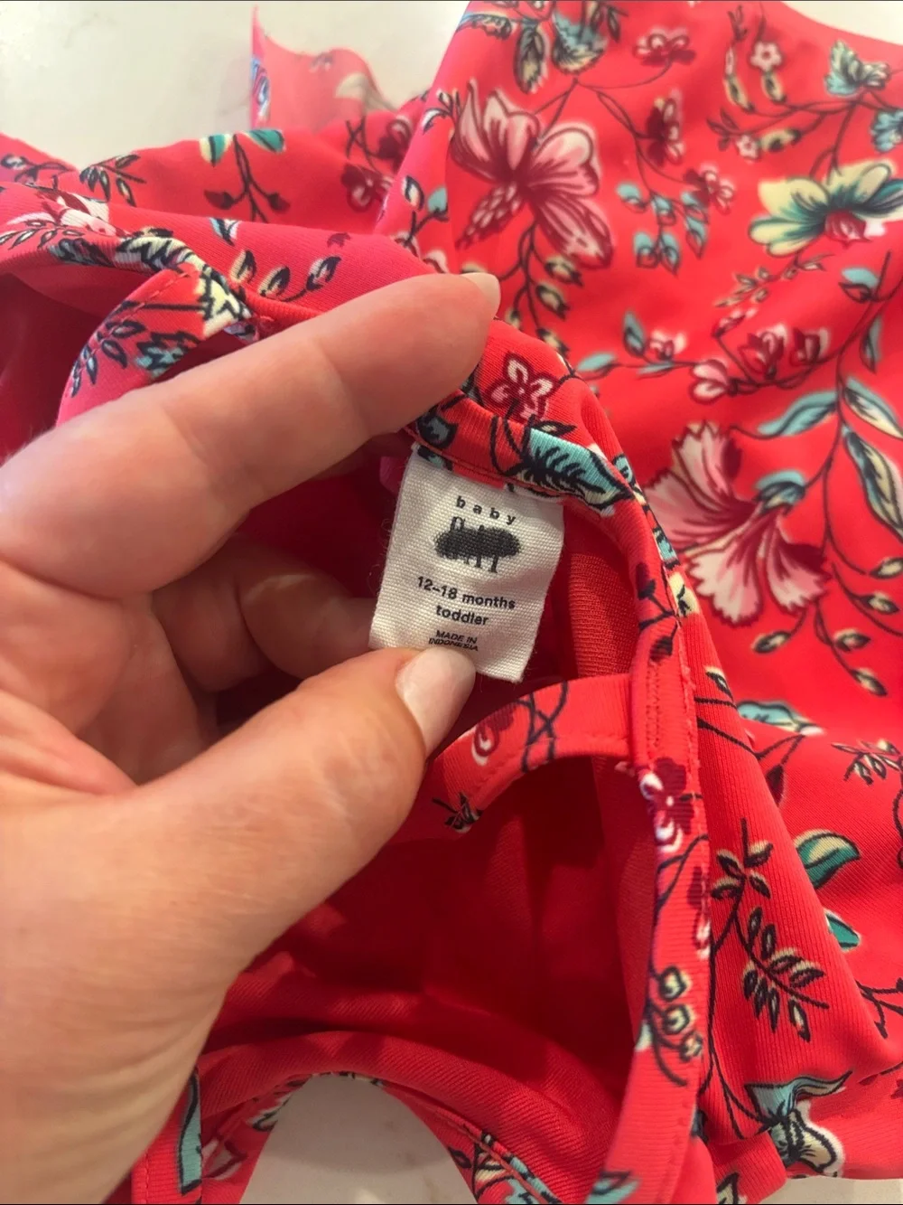 Baby Gap Kids Floral Ruffle One-Piece Swimsuit - Red